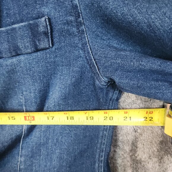 Risen Denim Jacket Blazer Blue Women’s L USA Pockets Casual Button Dark Wash NEW - Picture 10 of 11